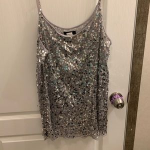 Silver sequin tank top